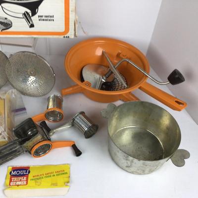 969 Vintage Mouli Cheese Grinder & Moulinex Food Mill