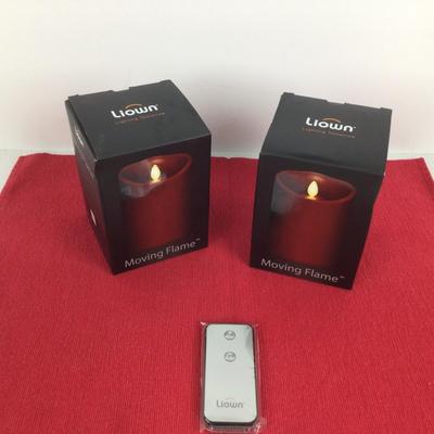 971 Liown w/ Remote Flicker RED Pillar Candles