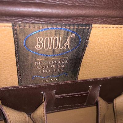 Bric's Bojola Leather The Original Saddler Bag Since 1906 Firenze Italian Leather-all leather including handle with mirror and feet