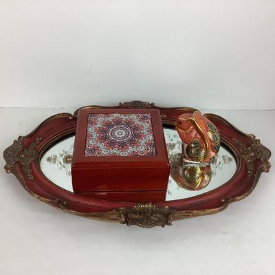 989 Decorative Mirrored Tray , Royal Crown Derby Ceramic Squirrel and more