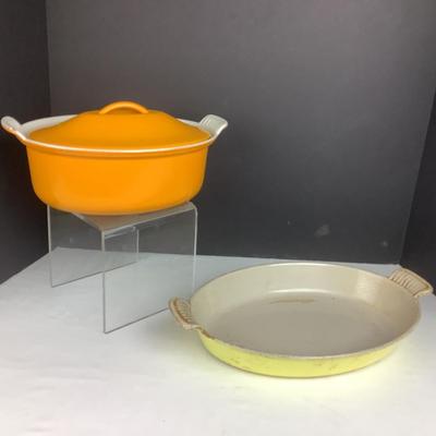 1008 Vintage Le Creuset Cast Iron Enamel Orange / Yellow Cookware