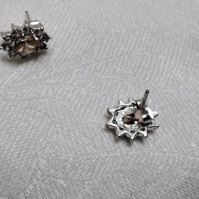 CW Citrine Surrounded by White Sapphires 925 Earrings