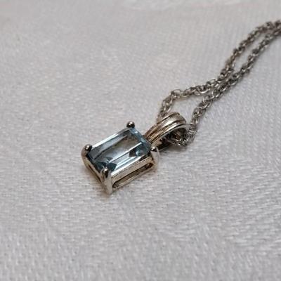 Handcrafted Aquamarine Orfevrerie Wiskemann Pendant 18" 925 Necklace