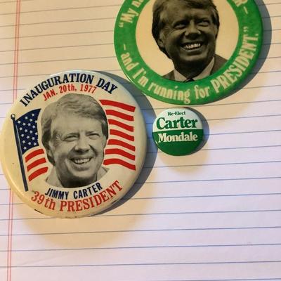 Jimmy Carter Lot, former president of the US 3 pins, buttons, pinbacks, collectibles