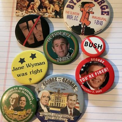 George H W Bush, Gearge Bush, Ronald Reagan 9 Buttons, Pins, Pinbacks, Collectibles