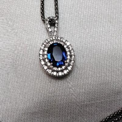 Vintage Sapphire Cz 16" Italian Necklace