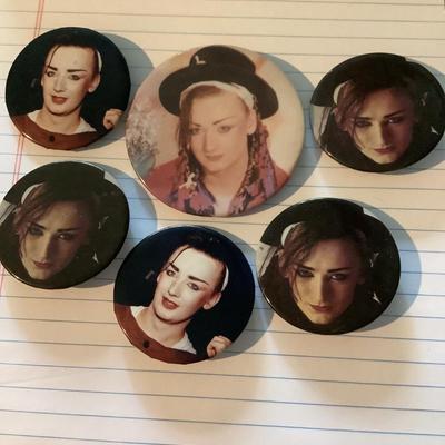 Boy George Culture Club 5 pins, buttons, pinbacks, collectibles
