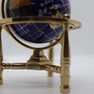 6" Table Top Gemstone World Globe with Gold Tripiod