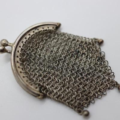 Antique Silver Mesh Bag With Coin Purse Made in Spain  (See Description)