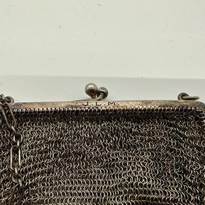 Antique Silver Mesh Bag With Coin Purse Made in Spain  (See Description)