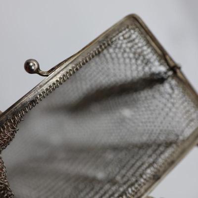 Antique Silver Mesh Bag With Coin Purse Made in Spain  (See Description)