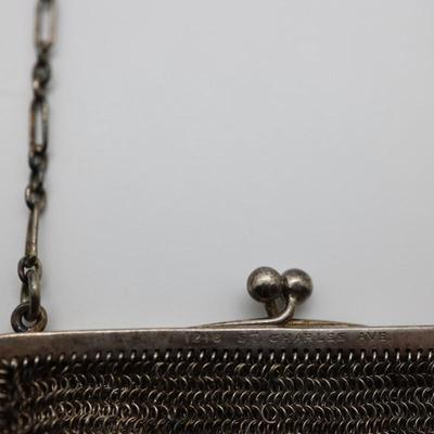 Antique Silver Mesh Bag With Coin Purse Made in Spain  (See Description)