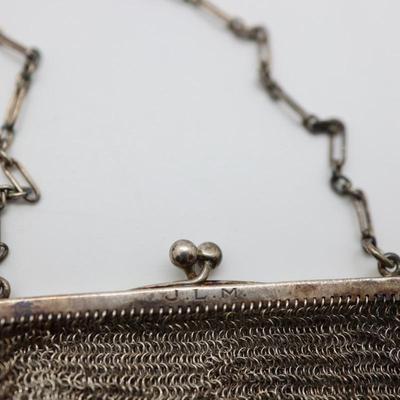 Antique Silver Mesh Bag With Coin Purse Made in Spain  (See Description)