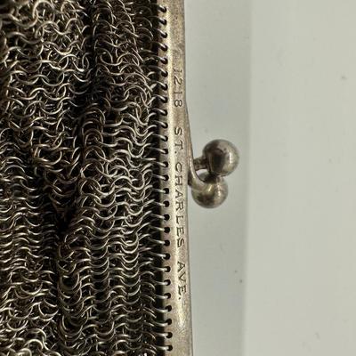 Antique Silver Mesh Bag With Coin Purse Made in Spain  (See Description)