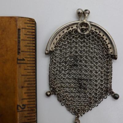 Antique Silver Mesh Bag With Coin Purse Made in Spain  (See Description)