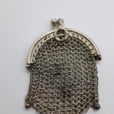 Antique Silver Mesh Bag With Coin Purse Made in Spain  (See Description)