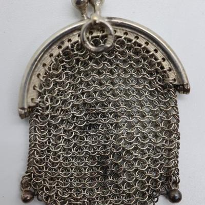 Antique Silver Mesh Bag With Coin Purse Made in Spain  (See Description)