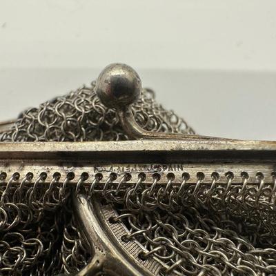 Antique Silver Mesh Bag With Coin Purse Made in Spain  (See Description)