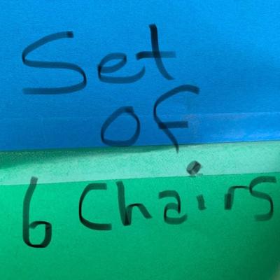 6 Patio Chairs with red/yellow/green cushions