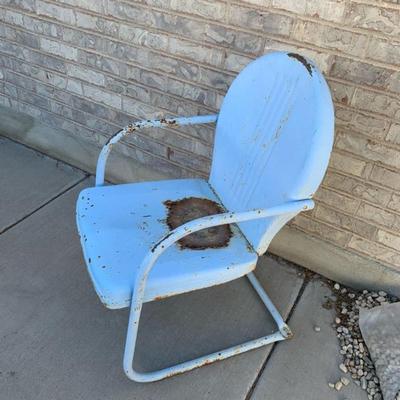 Light Blue Vintage Metal Chair