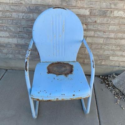 Light Blue Vintage Metal Chair