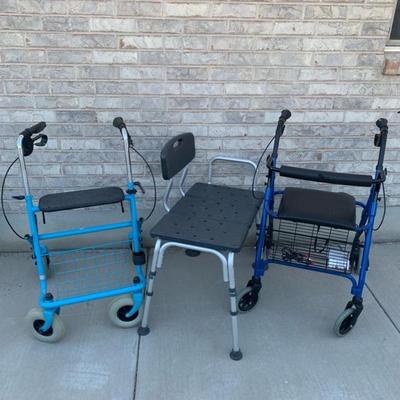 2 Walkers + Shower seat