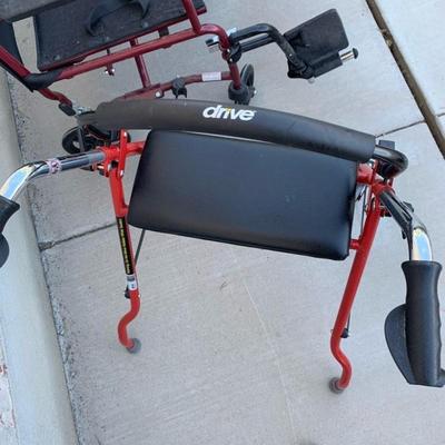 Wheelchair, 2 walkers and rolling basket (one walker is missing a wheel)