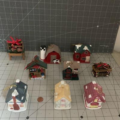 Cute Christmas Ornaments (houses + barn etc.)