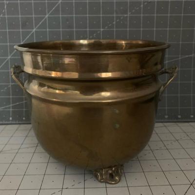 Brass pot, fan, & candle
