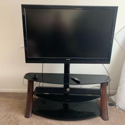 TV stand with 52 inch Sharp TV + Vizio Sound Bar