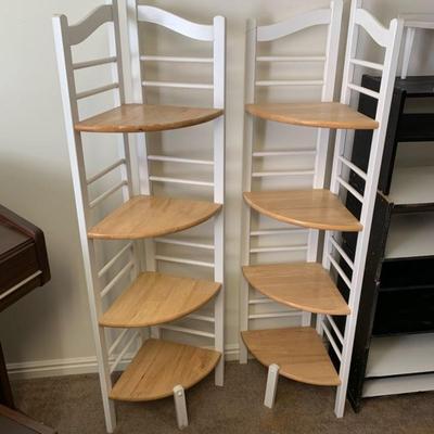 2 Corner Shelves White/brown