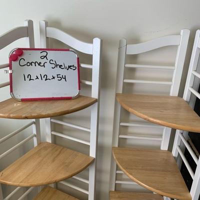 2 Corner Shelves White/brown