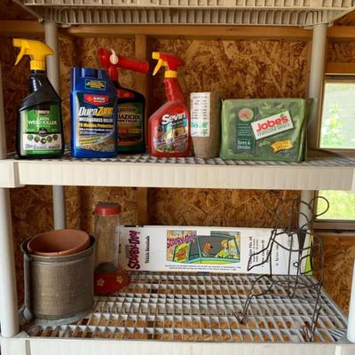 Misc. Gardening items + Scooby doo visor & bear decor/pots/hummingbird feeder