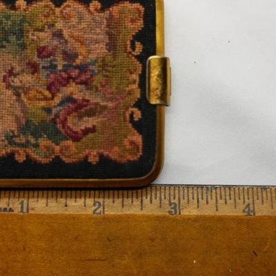 1930s Petit Point Floral Design Handbag & Figural Scenic Compact