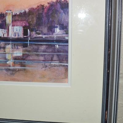 Vintage Olga Fredricks Framed & Matted Watercolor - AS IS 17.75"x13.75"