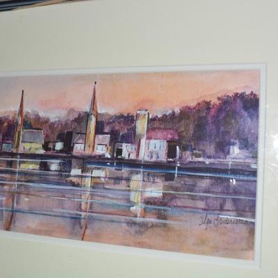 Vintage Olga Fredricks Framed & Matted Watercolor - AS IS 17.75"x13.75"