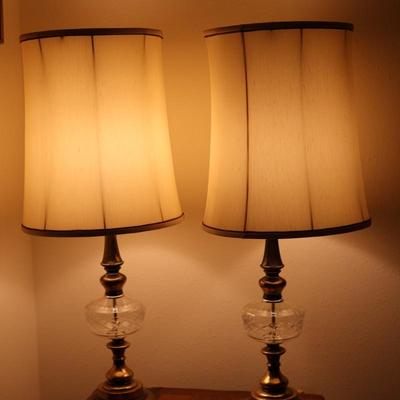 Pair of Beautiful Brass & Glass Lamps (see description)