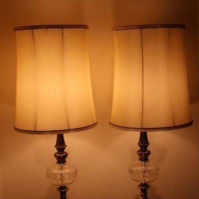 Pair of Beautiful Brass & Glass Lamps (see description)