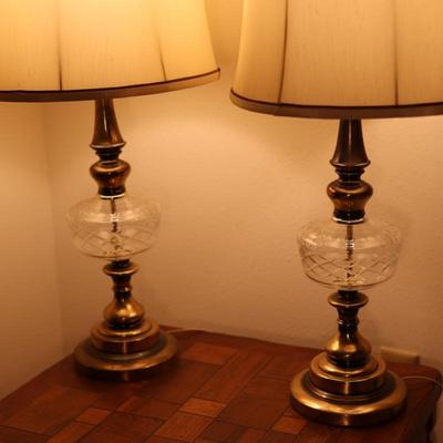 Pair of Beautiful Brass & Glass Lamps (see description)