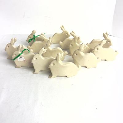 1051 Set of 15 Bunny Handmade Pottery Place Card Holders by Virginia Perram