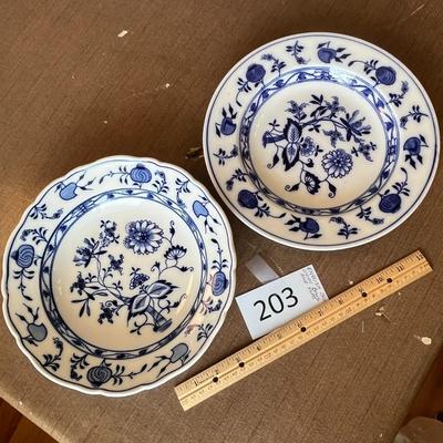 English Blue Onion Bowl and Plate