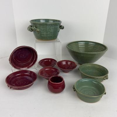 1053 10pc Handmade Pottery Bowls by Virginia Perram