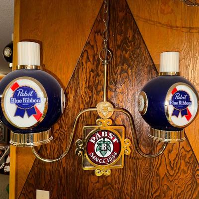 PABST BLUE RIBBON HANGING & LIGHTED SIGN