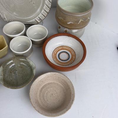 1054 15pc Set of Handmade Pottery Pieces by Virginia Perram