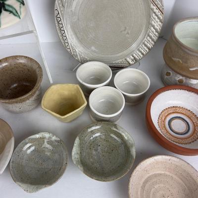 1054 15pc Set of Handmade Pottery Pieces by Virginia Perram