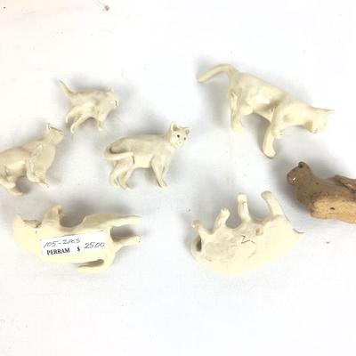 1058 Lot of Pottery Cat Sculptures by Virginia Perram
