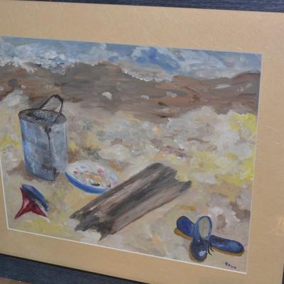 Framed & Matted Acrylic Still Life, Signed, Measures 28.5"x25"