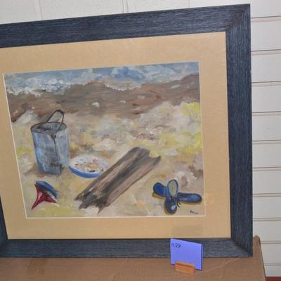 Framed & Matted Acrylic Still Life, Signed, Measures 28.5"x25"