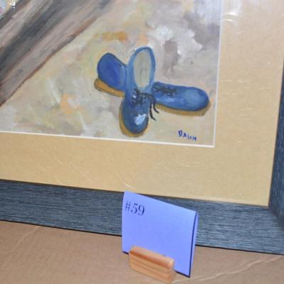 Framed & Matted Acrylic Still Life, Signed, Measures 28.5