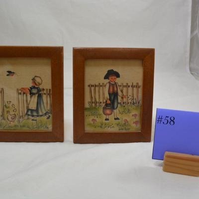Set of 2 Jean Henry Signed Theorem Painting Boy & Girl